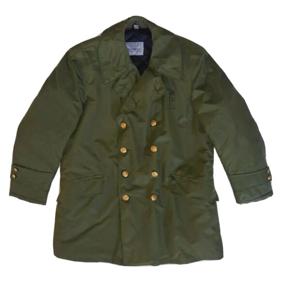 Vintage Green Ranger New York Seal Gold Buttons Police Coat double Breasted 44R